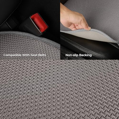 2pcs All-Season Car Seat Covers Grey - Breathable Car Seat Protectors with Anti Slip Bottom - Durable Auto Seat Cushions Universal Fit for Vehicles Cars SUV Trucks Front Seats - color: Front Seat Cushion Grey