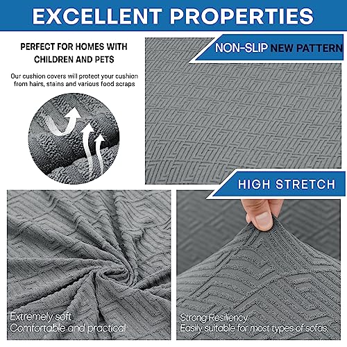 XINEAGE 2026 New 3 Pieces Couch Covers for 2 Extra Large Cushion Sofa Super Stretch Sofa Cover for 2 Large Seat Universal Loveseat Slip Cover for Living Room (Light Gray), 71"-91"(2 Cushions)