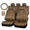 AUTOFAN Leopard Car Seat Covers Full Set with Steering Wheel Cover 2 Seat Belt Pads, Cheetah Print Seat Covers for Cars for Women,Airbag Compatible,Universal Fits for Cars,SUV,Truck - color: animal leopard