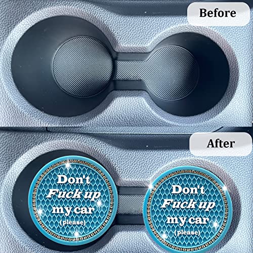 Car Cup Coaster 2 Pack, Universal Car Cup Holder Insert Coasters for SUV/Truck (Blue, 2PC) - color: Blue-2pc