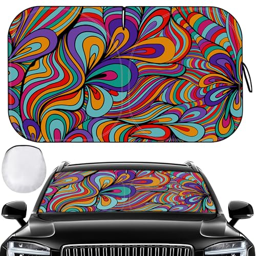 Windshield Sun Shade - Car Sun Shade Windshield, Reflector Sunshade Offers Ultimate Protection for Car Interior, Foldable Front Window Fit for Hatchback, Truck, SUV, MPV - color: Black