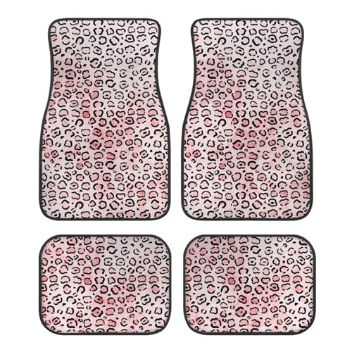 4 Pieces Car Floor Mats,Pink Leopard Automotive Mats,Rubber Non-Slip Floor Mats,Car Decor Accessories Fit for SUV Van Truck Car - color: Pink Leopard