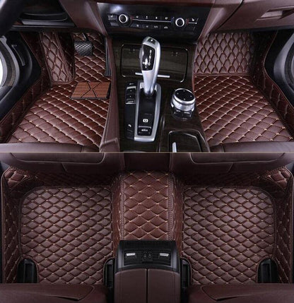 Custom Leather Car Mats, Vehicle-Specific Fit All-Weather Floor Mats, 100% Waterproof Anti-Slip Durable Protection for SUV Truck Sedan, Precision Tailored Protection (Brown) - color: Brown
