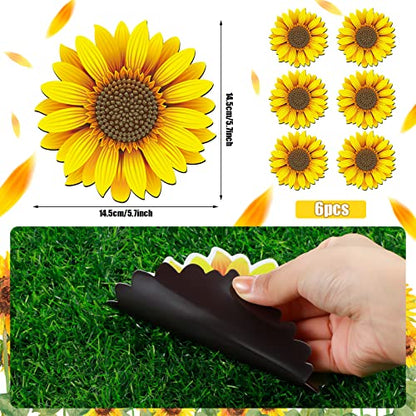 Fabbay 12 Pcs Screen Door Magnets 5.7 Inch Sunflower Double Sided Protector Screen Sticker to Protect Pet People Flexible Magnetic Protector for Sliding Door Window Summer Party Decoration
