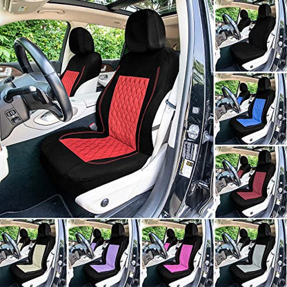Universal Fit Diamond Stitched Flat Cloth Car Seat Covers Full Set - Beige - color: Beige