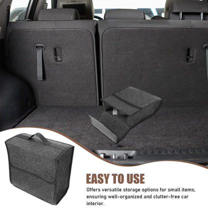 2-Pack Felt Car Trunk Organizer with Lid: Small Collapsible Cargo Storage Box Bin for Compact Sedan & SUV - Anti-Slip Noise-Free Auto Interior Storage Bag for Groceries & Tools, 11.79"x11.00"