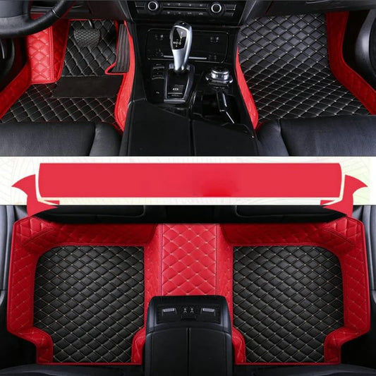TAHALICustom Colors Car Floor Mats Black Pink for 99.9% Sedan SUV Sports， All-Weather Liners Car Floor mat，Luxury Leather Automotive Floor Mats (Black red mats,3D Floor Mats) - color: Black red mats