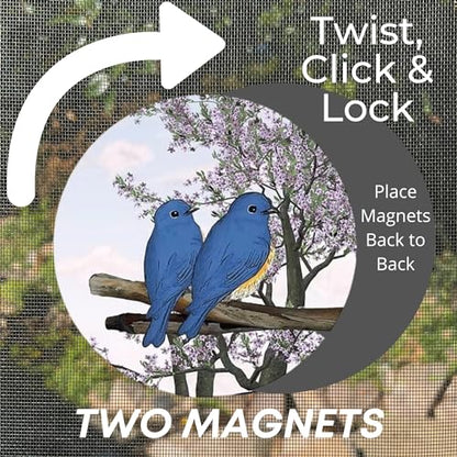 Screen Door Magnets Double Sided – Keep People, Kids, and Dogs from Running into a Screen Door. Saver - Robbins Aria Blue Birds - color: Blue Birds of Happiness