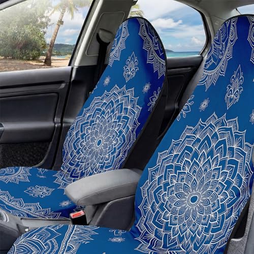2 Pack Car Seat Towel Covers, Sweat-Proof Microfiber Seat Protectors for Gym, Running, Beach & Workout, Breathable Quick-Dry, Machine Washable, Blue Mandala Print, Universal Fit - color: Blue Mandala