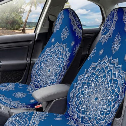 2 Pack Car Seat Towel Covers, Sweat-Proof Microfiber Seat Protectors for Gym, Running, Beach & Workout, Breathable Quick-Dry, Machine Washable, Blue Mandala Print, Universal Fit - color: Blue Mandala