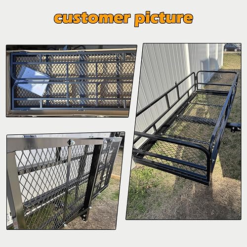 60" x 24" x 13" Hitch Cargo Carrier, 600 Lbs Heavy Duty Folding Luggage Rack for SUV & Truck, Steel Mesh Cargo Carrier Hitch Mount Fits 2" Receiver, Powder Coated Vehicle Cargo Basket - color: 60x24x13 inch