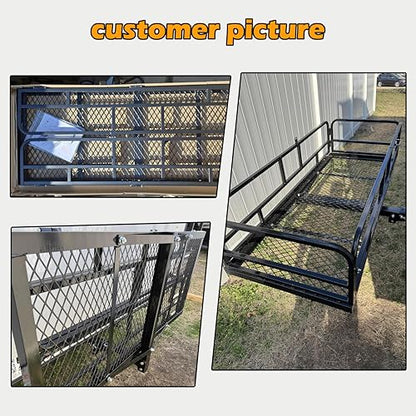 60" x 24" x 13" Hitch Cargo Carrier, 600 Lbs Heavy Duty Folding Luggage Rack for SUV & Truck, Steel Mesh Cargo Carrier Hitch Mount Fits 2" Receiver, Powder Coated Vehicle Cargo Basket - color: 60x24x13 inch