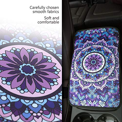 YR Vehicle Center Console Armrest Cover Pad, Universal Fit Soft Comfort Center Console Armrest Cushion for Car, Stylish Pattern Design Car Armrest Cover, Lotus