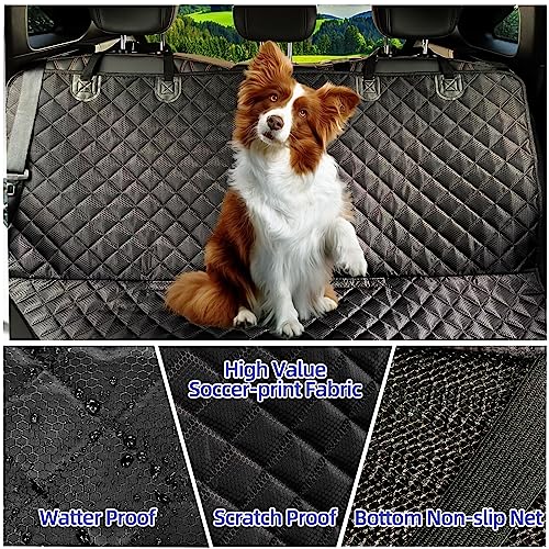 JSTHT Dog Car Seat Cover for Back Seat Waterproof Bench Seat Cover Protector Nonslip Durable Soft Pet Dog Back Seat Cover for Car, Truck, & SUV (Black)