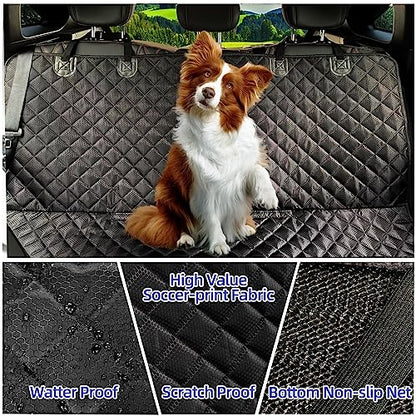 JSTHT Dog Car Seat Cover for Back Seat Waterproof Bench Seat Cover Protector Nonslip Durable Soft Pet Dog Back Seat Cover for Car, Truck, & SUV (Black)