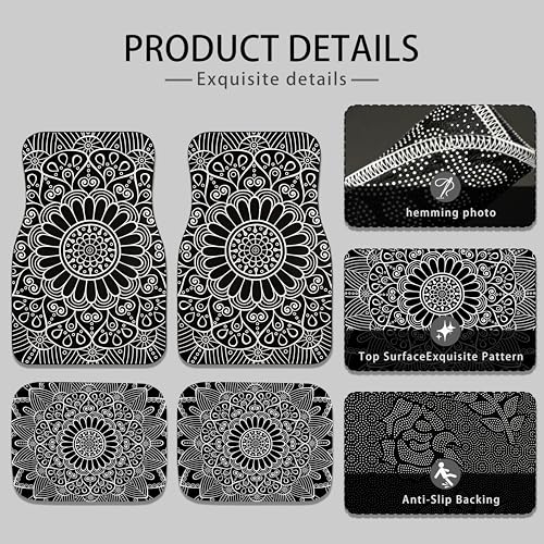 Automotive Floor Mats 4Pcs, Siberian-Style Car Floor Mats, Universal Front Rear Car Carpet,Durable Protective Car Rugs,Car Accessories for SUVs/Sedan/Wagons (Set 2)