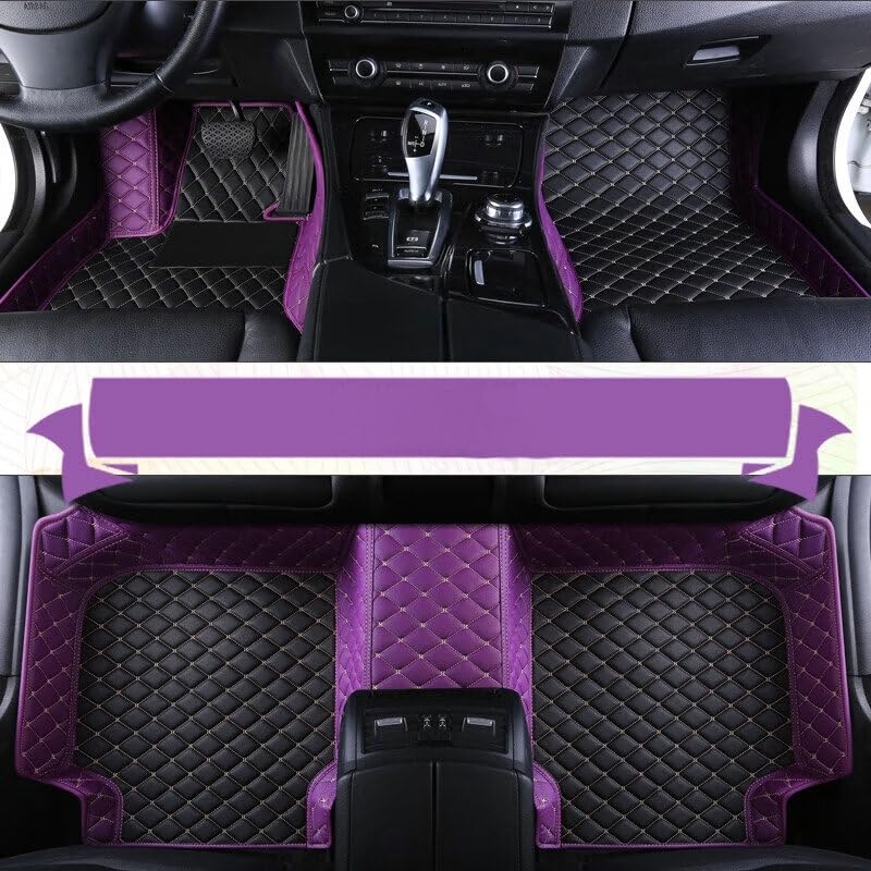 Custom Artificial Leather Waterproof All-Weather Car Floor Mats Fit for 99% Sedan SUV Sports Car Vehicle Car Mat (Purple Black Beige) - color: Purple Black beige