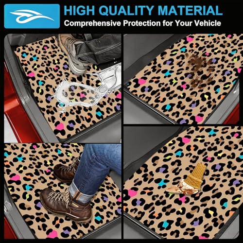 Automotive Floor Mats 5 Pcs, Universal Car Floor Mats, Leopard Print Cargo Liner, Car Accessory for SUVs/Sedan/Wagons, Durable Protective Mat, Trunk Liner for Families/Travel Enthusiasts - style: Bundle 1