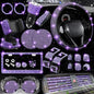 NBTEPEM 27 PCs Purple Violet Bling Car Accessories Set for Women, Steering Wheel Covers Universal Fit 15 Inch, Bling License Plate Frame, Bling Phone Holder, Bling Car Coasters - color: Purple Violet Diamond