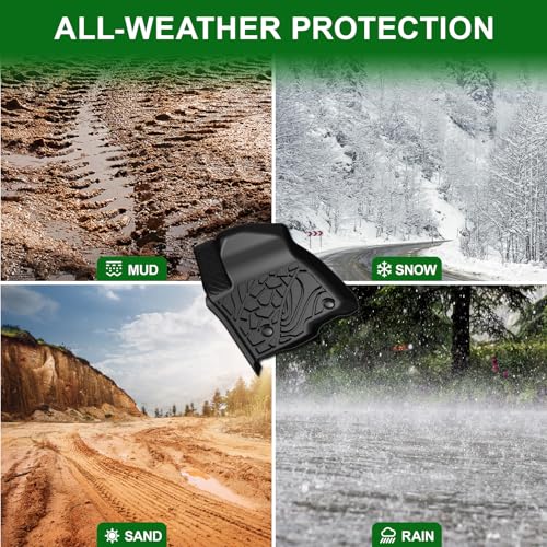 Floor Mats for 2019-2026 Chevy Silverado/GMC Sierra 1500 & 2020-2026 Silverado/Sierra 2500HD/3500HD, Crew Cab Bucket Seat Only (with Rear Underseat Storage Box), TPE All Weather Durable Mats - size: 2019-2026 | For Silverado/ Sierra with Storage