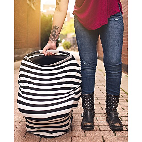 Itzy Ritzy 4-in-1 Nursing Cover, Car Seat Cover, Shopping Cart Cover & Infinity Scarf – Breathable, Multi-Use Nursing Cover Up for Breastfeeding, Carseat Canopy & Stroller Cover (Gray Chevron) - color: Gray Chevron