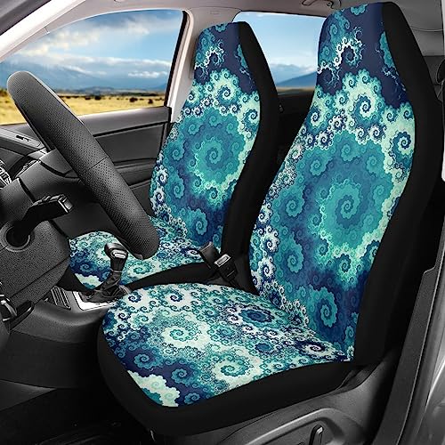 Howilath Blue Swirl Art Design Seat Covers for Women Men Car Seat Covers, 2pcs Car Accessories High Back Front Seat Covers - color: Blue Swirl