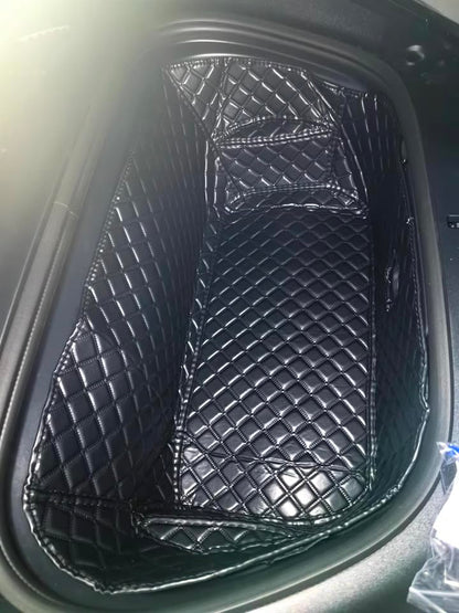 Compatible with Tesla Model Y 2020-2025 Frunk Mats Front Trunk Mat Frunk Organizer Leather All-Weather Full Coverage - color: Black with Black Stitching, size: 2020-2025 Front Trunk Mat
