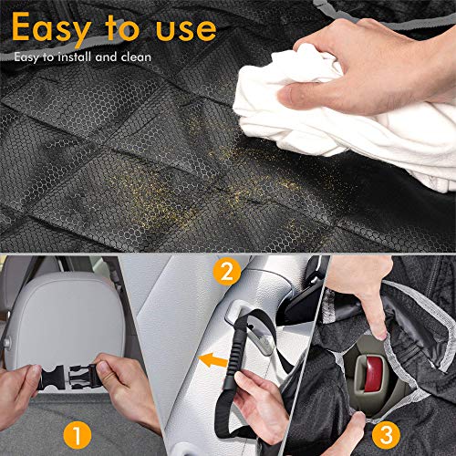 BRONZEMAN 100% Waterproof Bench Car Seat Cover Protector - Strong & Durable,Heavy-Duty and Nonslip Rear Back Seat Cover with Middle Seat Belt,Universal Size Fits for Cars, Trucks & SUVs