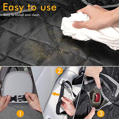 BRONZEMAN 100% Waterproof Bench Car Seat Cover Protector - Strong & Durable,Heavy-Duty and Nonslip Rear Back Seat Cover with Middle Seat Belt,Universal Size Fits for Cars, Trucks & SUVs