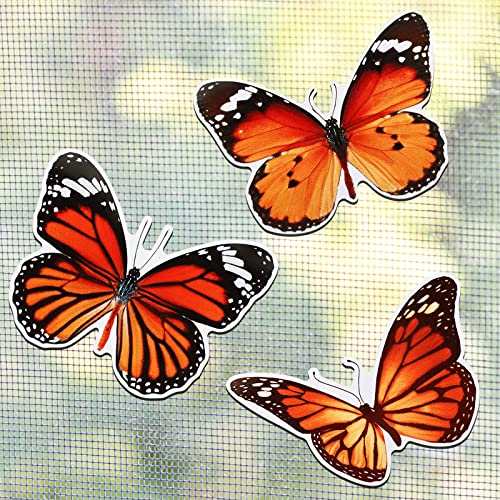 6 Pcs Butterfly Screen Door Magnets Flexible Double Sided Door Magnets Decorative Protectors for Sliding Screen Doors Prevent People & Pets from Running into Windows (Red)