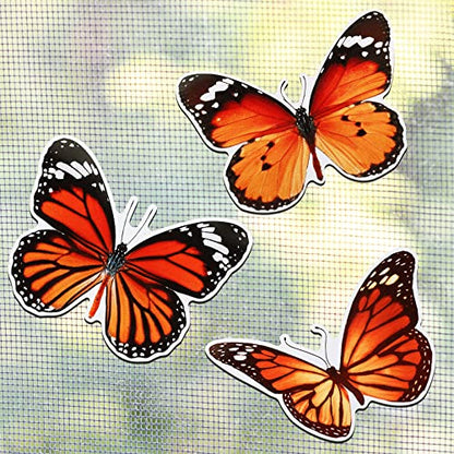 6 Pcs Butterfly Screen Door Magnets Flexible Double Sided Door Magnets Decorative Protectors for Sliding Screen Doors Prevent People & Pets from Running into Windows (Red)