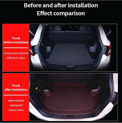 Custom Car Cargo Mat Car Boot Liner Waterproof Anti-Slip All Weather Protection Leather Material, Compatible with 99% Car Model Trunk Carpet Liners (Black) - color: Black