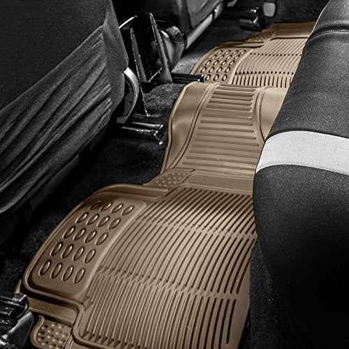 FH Group Climaproof™ Trimmable Non-Slip Vinyl Floor Mats Full Set - Universal Fit for Cars Trucks and SUVs (Beige) F11306 + F16400 - color: Beige, size: Universal, style: Combo Set