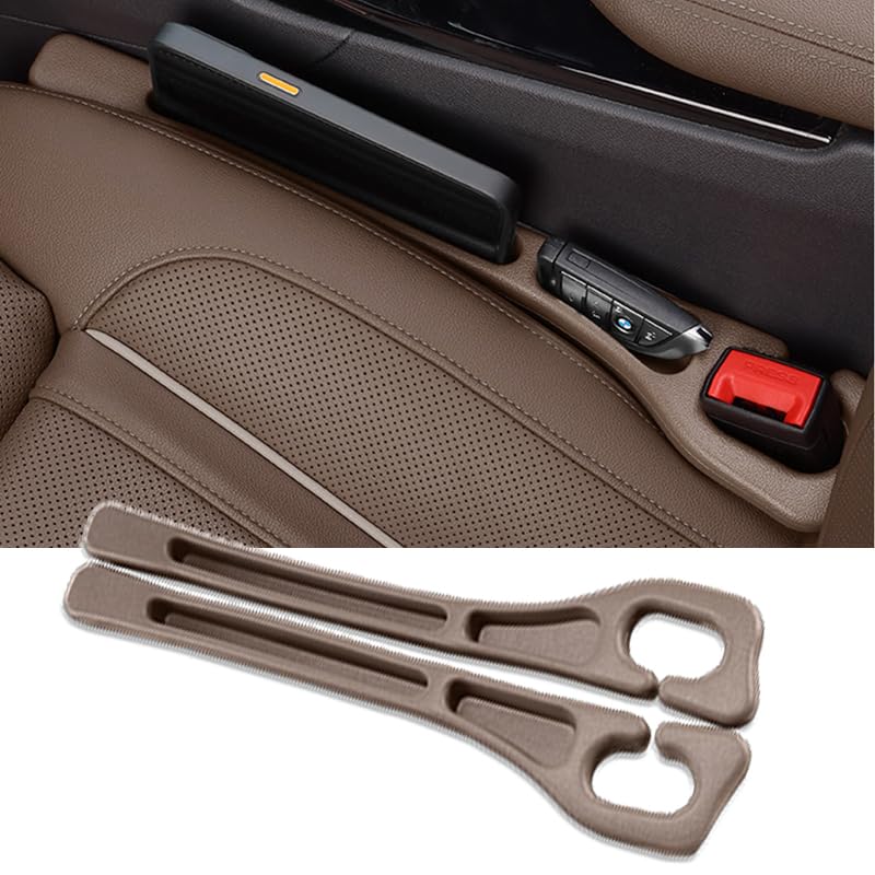 Car Seat Gap Filler 2 Pack, Universal Fit PU Leather Car Seat Gap Plug to Fill The Gap Between Seat and Console, Car Seat Crevice Blocker Stop Things from Dropping (Brown) - color: Brown