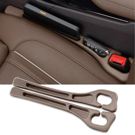 Car Seat Gap Filler 2 Pack, Universal Fit PU Leather Car Seat Gap Plug to Fill The Gap Between Seat and Console, Car Seat Crevice Blocker Stop Things from Dropping (Brown) - color: Brown
