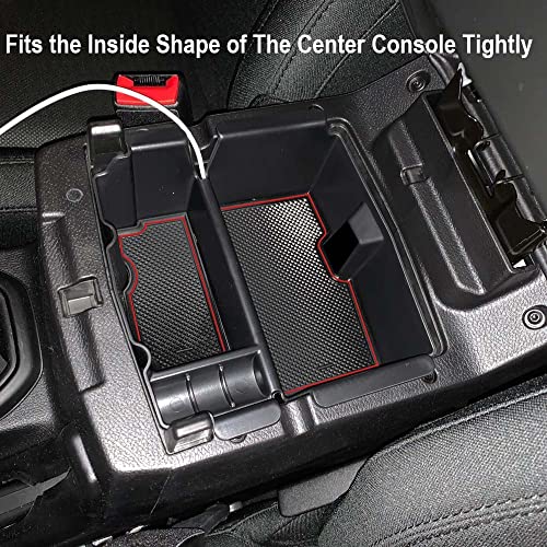 Center Console Organizer Tray Compatible with Jeep Wrangler JL/JLU 2018-2023 2024 2025 2026 and Gladiator JT Truck 2020-2026 Insert Accessories - Won't Covers The Light Inside (Red Trim) - color: Red