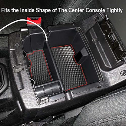 Center Console Organizer Tray Compatible with Jeep Wrangler JL/JLU 2018-2023 2024 2025 2026 and Gladiator JT Truck 2020-2026 Insert Accessories - Won't Covers The Light Inside (Red Trim) - color: Red