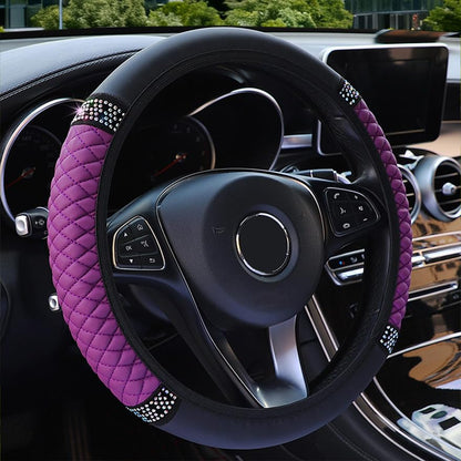 Microfiber Leather Steering Wheel Cover with Anti-Slip Lining Universal Car Accessory for Steering Wheel with a Diameter of 14.5-15 inch (Purple) - color: Purple