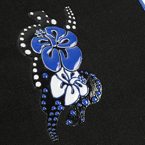 Blue Hawaiian Flower Design Carpet Car Floor Mats for Auto Van Truck SUV 4pc Front & Rear Full Set with Anti-Slip Rubber Backing Universal Fit - color: Hawaiian Flower Blue