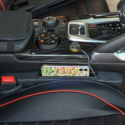 2 Pack Car Seat Gap Filler with Storage Box,Car Console Gap Filler,Fill the Gap Between Seat and Console,Prevent Things from Dropping,Convenient to Storage Keys and Phone(Black2) - color: Black2