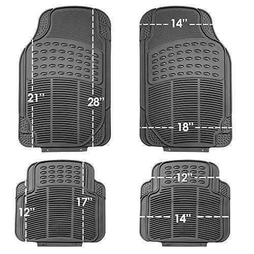 FH Group Automotive Floor Mats - Heavy-Duty Rubber, All Weather Protection Universal Fit Full Set Floor Mats and Cargo Mat, Climaproof, Semi Custom Trimmable for Most Cars, Sedan, SUV, Truck, Gray