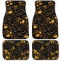 Rose Car Floor Mats Set of 4 Black Gold Floral Luxury Gothic Botanical Art Automotive Foot Mats Rugs Carpet for Car Non-Slip Auto Car Accessories Universal Fit for Car SUV Truck Van