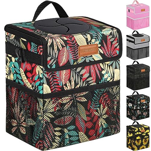 ELONGRIVER Car Trash Can Bin for Back Seat Leak Proof, Cute Car Trash Bag Hanging, Vehicle Trash Can for SUV Truck Van, Automotive Garbage Cans Front Seat Red Leaves, 2 Gallons - color: Red Leaves, size: 2 Gallons