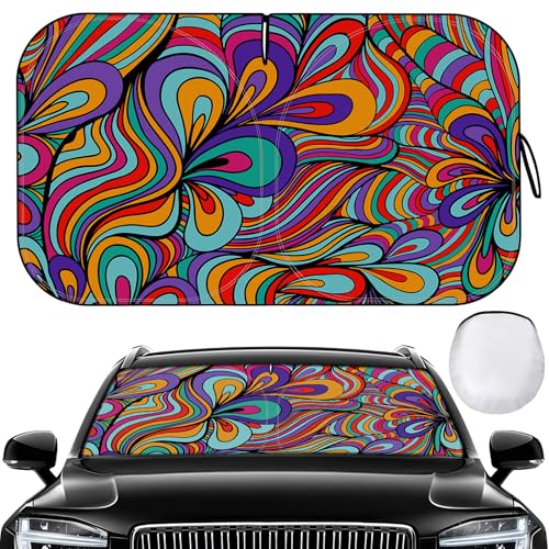 Windshield Sun Shade - Car Sun Shade Windshield, Reflector Sunshade Offers Ultimate Protection for Car Interior, Foldable Front Window Fit for Hatchback, Truck, SUV, MPV - color: Black(63"x32")