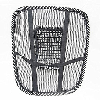 Black Lumbar Mesh Back Brace Support Office Home Car Seat Chair Ventilate Cool Cushion Pad with Massage | Breathable, Massage Beads for Ultimate Comfort (1 Piece)