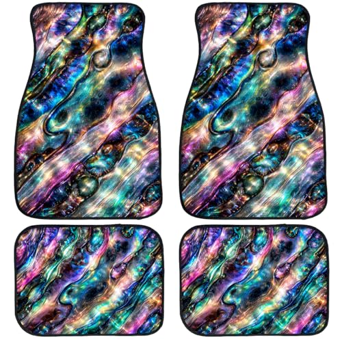 Abstract Car Floor Mats Set of 4 Iridescent Holographic Marble Flow Automotive Foot Mats Rugs Carpet for Car Non-Slip Auto Car Accessories Universal Fit for Car SUV Truck Van - color: Abstract
