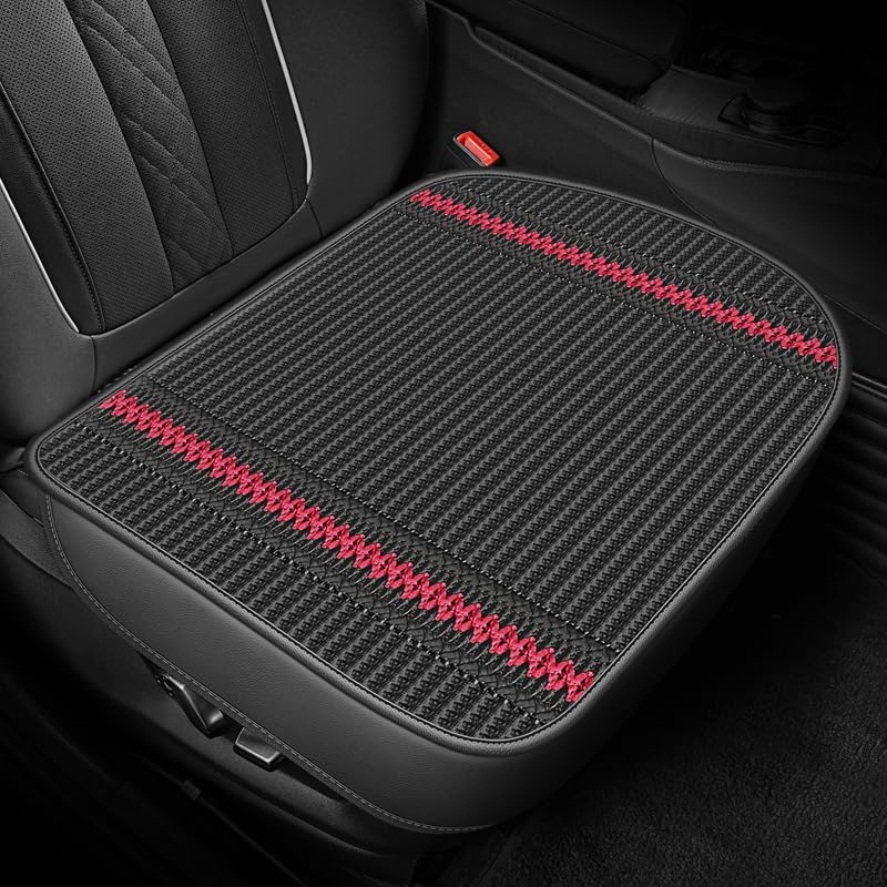 Breathable Linen Car Seat Cover Bottom Only – Cooling Front Seat Cushion Pad for Cars, SUVs, Trucks – Universal Fit Front Seat Protector, Black - color: Black