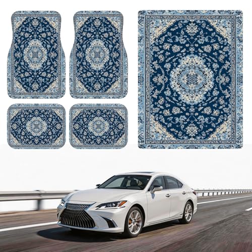 Automotive Floor Mats 5 Pcs, Universal Car Floor Mats, Bohemian Style Cargo Liner, Car Accessory for SUVs/Sedan/Wagons, Durable Protective Mat, Trunk Liner for Families/Travel Enthusiasts - color: Bohemian Style7