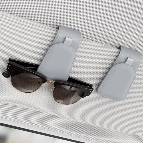 Sunglass Holder for Car Visor, Suede Cloth Magnetic Sunglass Organizer for Car Accessories, 2 Packs, Light Gray - color: Light Gray