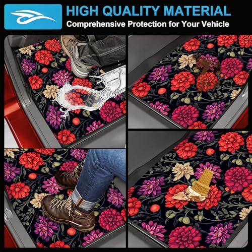 Automotive Floor Mats 5 Pcs, Universal Car Floor Mats,Floral Car Mats, Flower Car Accessory for SUVs/Sedan/Wagons, Durable Protective Mat, Trunk Liner for Families/Travel Enthusiasts - style: Bundle22